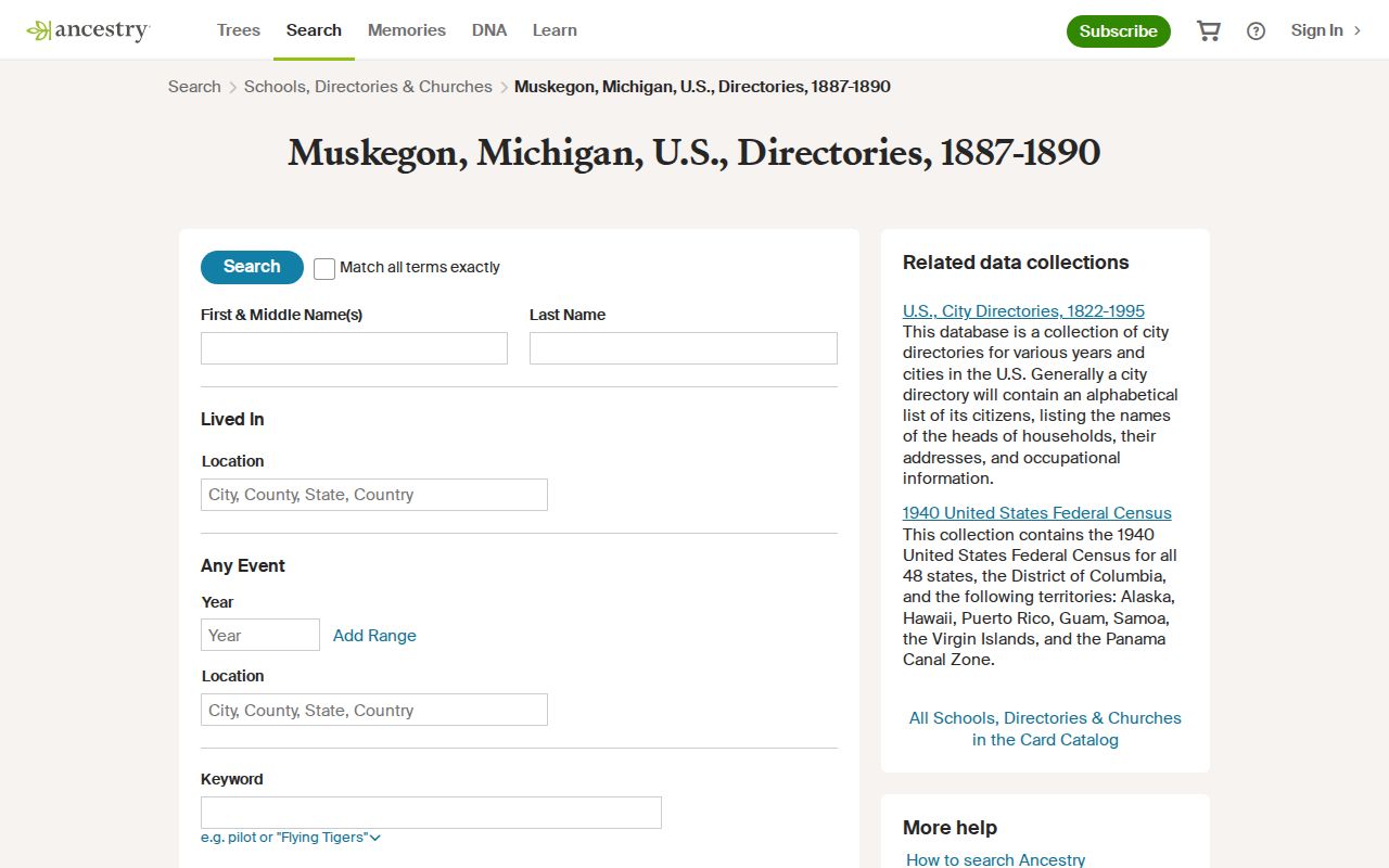 Norton Shores city directory search in digitized Muskegon directories