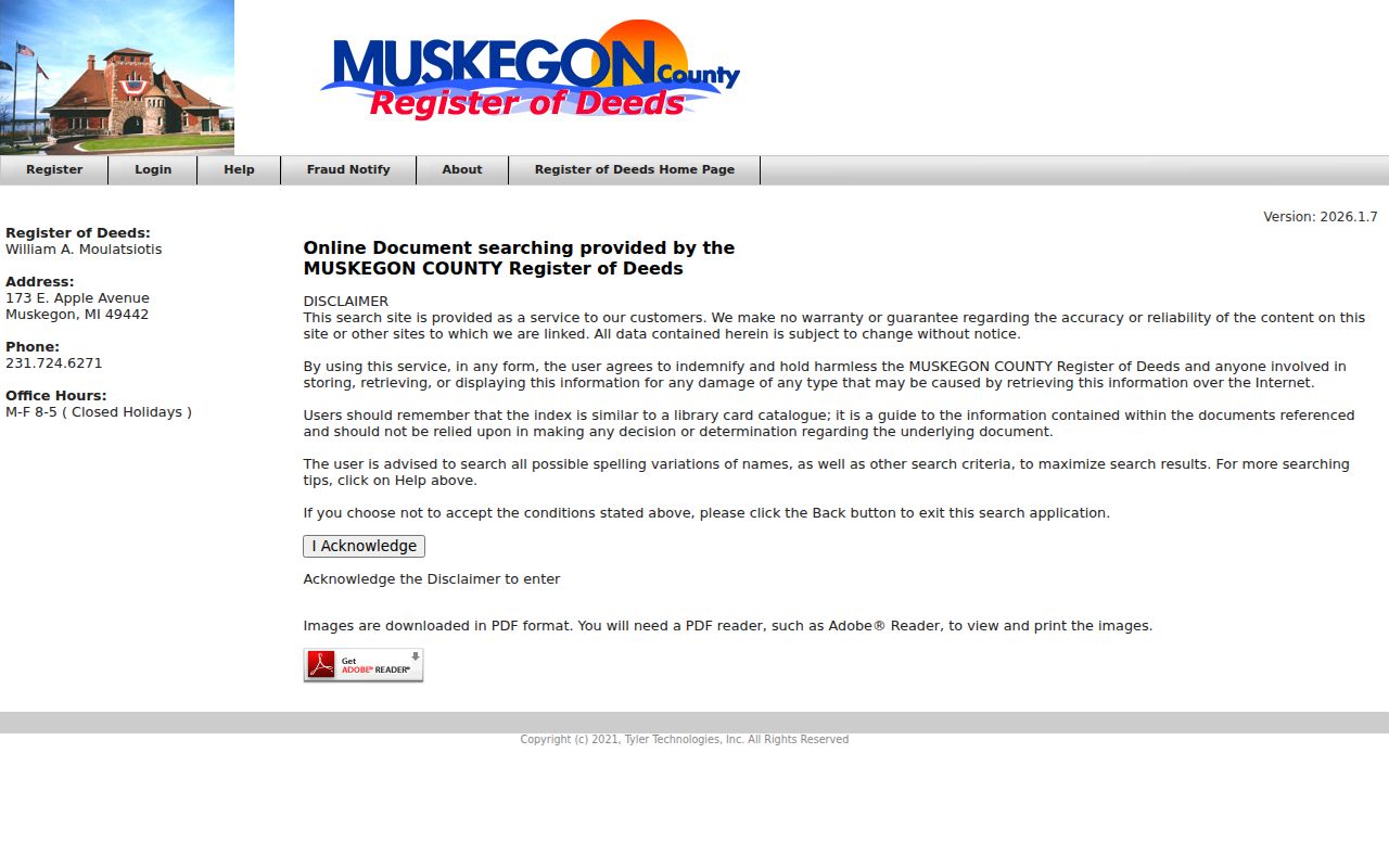 Norton Shores residents directory Muskegon deed index entry screen