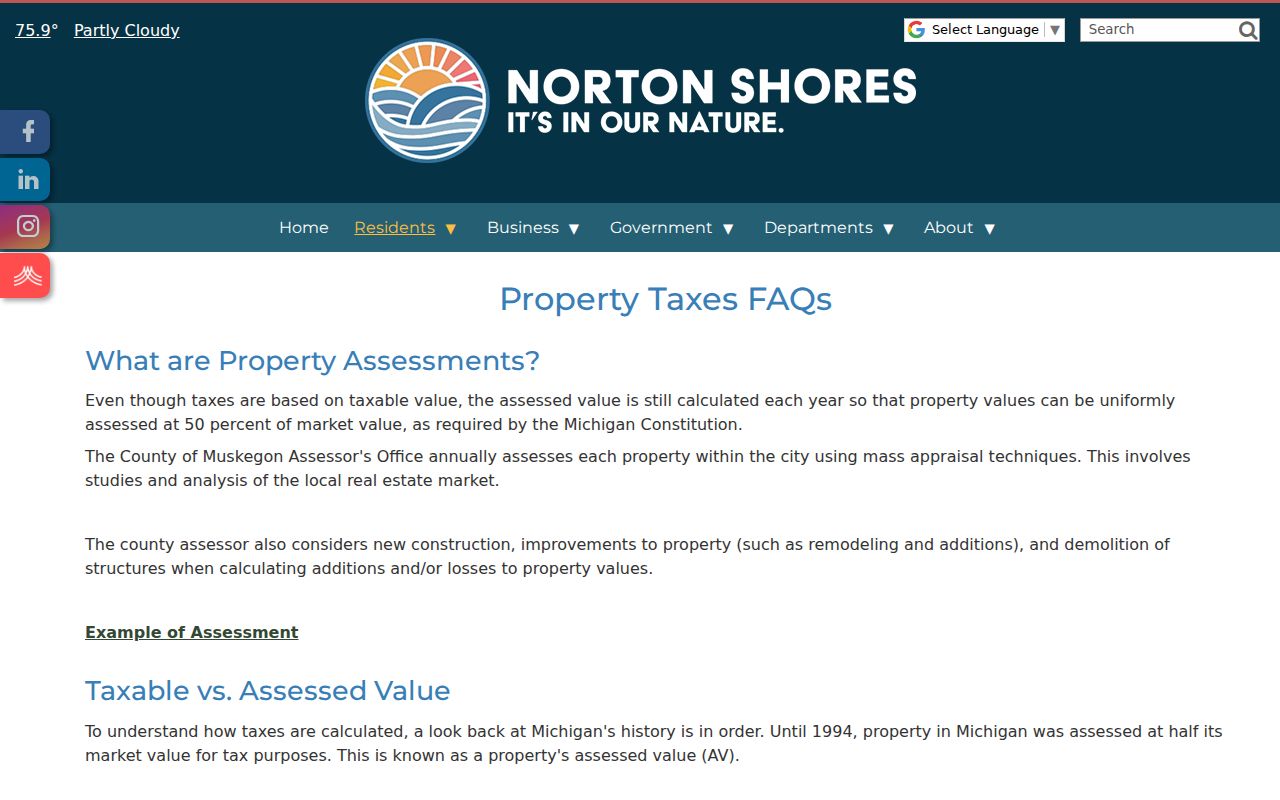 Norton Shores street directory property tax payment FAQ