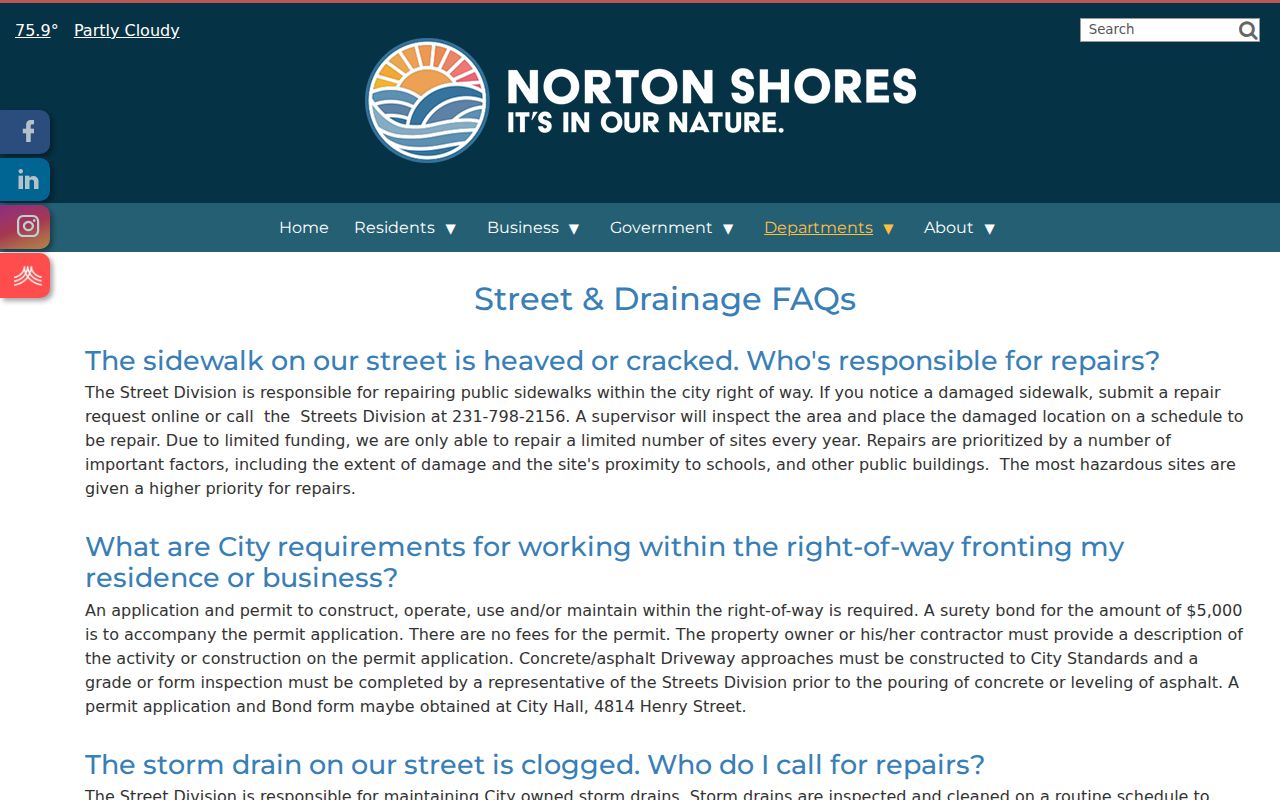 Norton Shores street directory private street FAQ